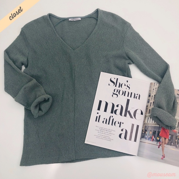 Zara Sweaters - [Zara Trafaluc] Mint V-Neck Knit Sweater
